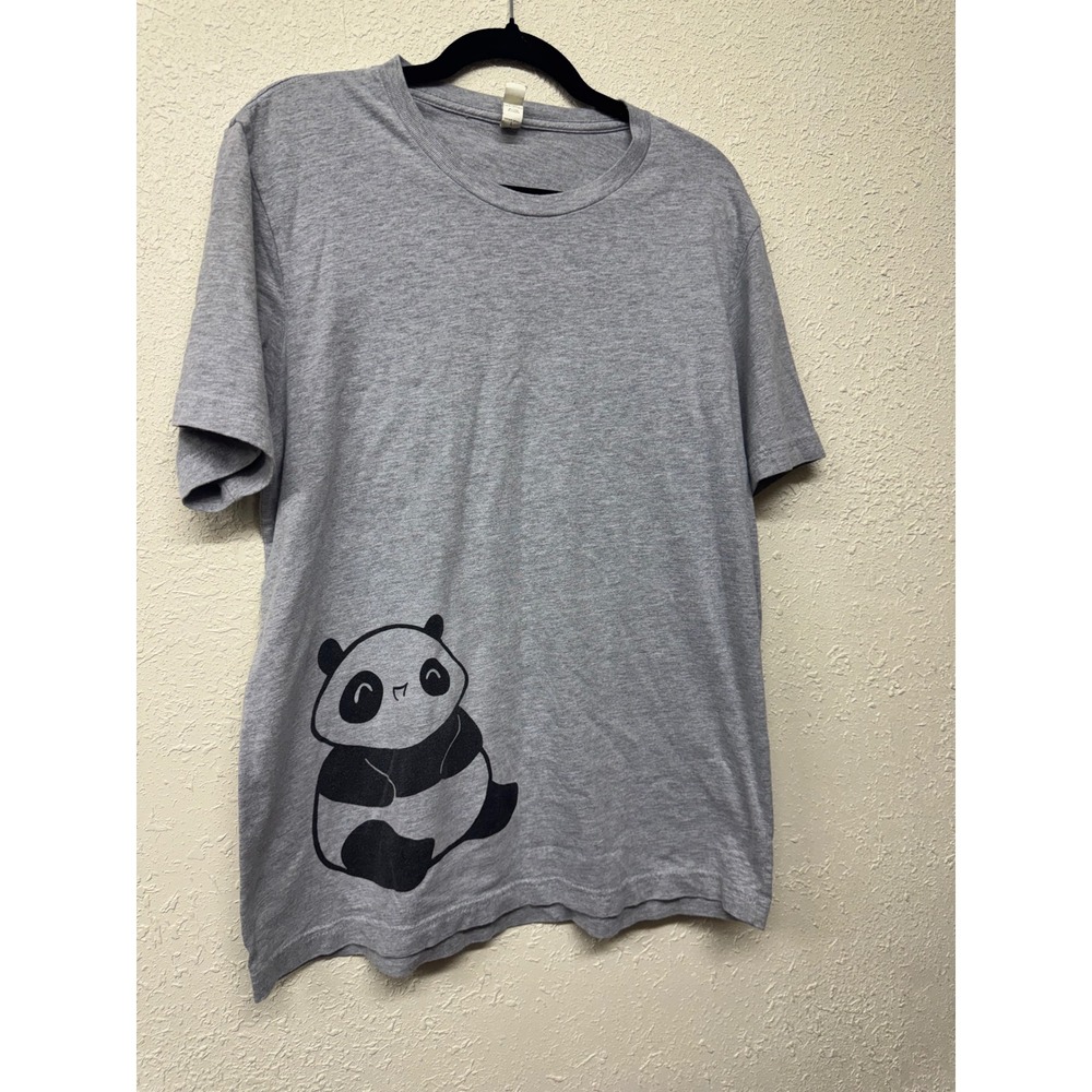 CANVAS Panda Graphic T Shirt Mens L Gray Cute Kawaii Side Print Tee